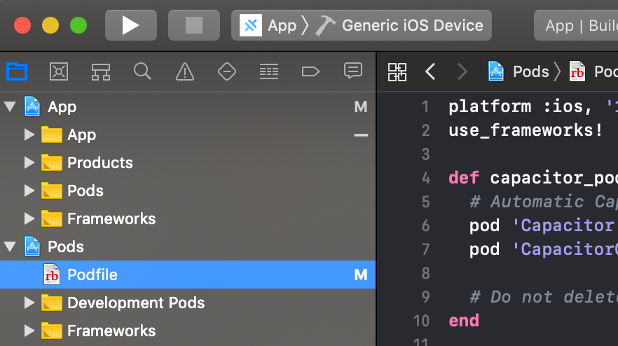 Podfile Location iOS